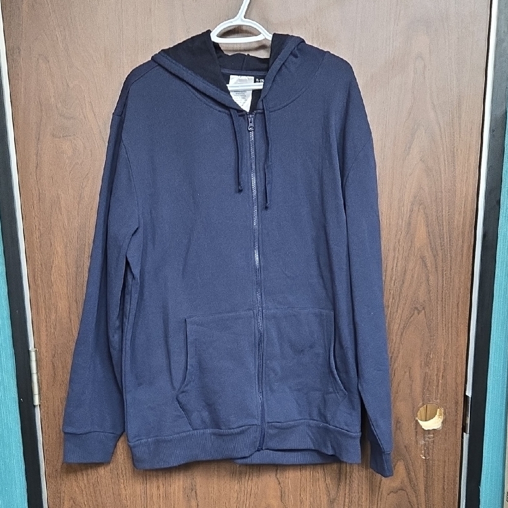 Men's Size XL-XXL Navy Blue Fleece Lined Zip Up Hoodie